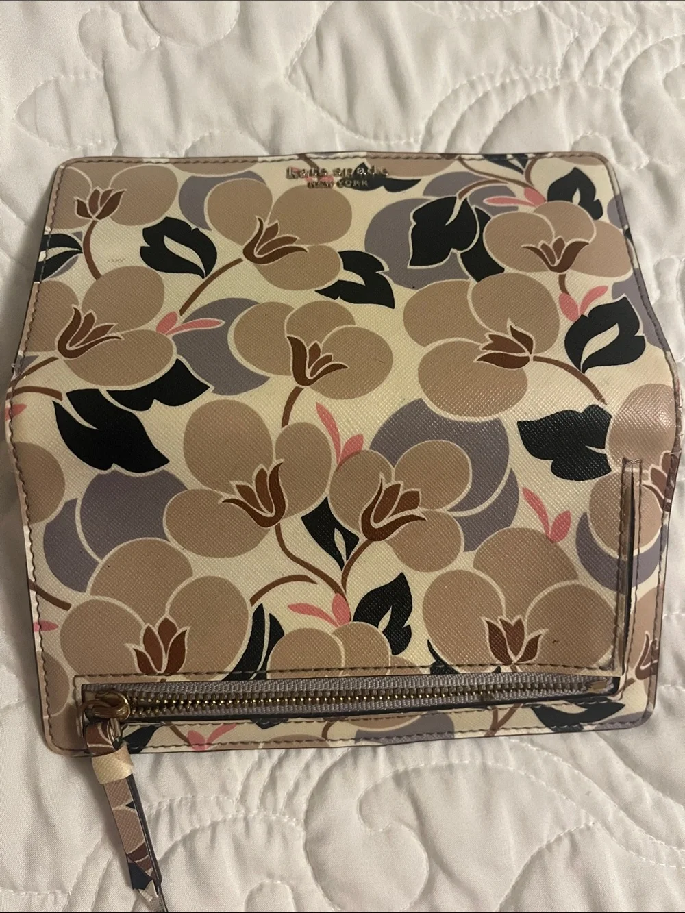 kate spade Floral wallet in Cream, Beige, Blue